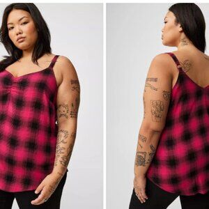 Women's Pink Plaid Cami Top
